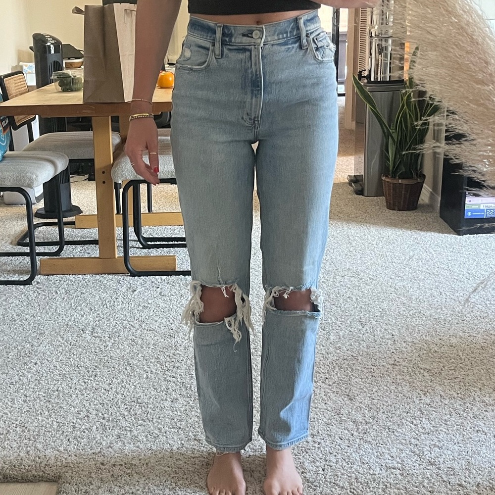 Abercrombie & Fitch High Rise 90’s Light Blue Straight Leg Jeans size 27